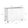 SoBuy FKW117-W Desserte Cuisine avec Roulettes et 1 Tiroir, Mobile, pour Cuisine et Salle à Manger, Rangement Optimisé – L120×P56×H90 cm, Bois + Inox, Blanc