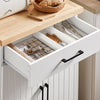 SoBuy FKW119-WN Desserte Cuisine avec Roulettes, Mobile, pour Cuisine et Salle à Manger, Rangement Optimisé – L74×P46×H91 cm, Bois d’Hévéa, Blanc et Naturel