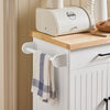 SoBuy FKW119-WN Desserte Cuisine avec Roulettes, Mobile, pour Cuisine et Salle à Manger, Rangement Optimisé – L74×P46×H91 cm, Bois d’Hévéa, Blanc et Naturel
