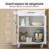 SoBuy FKW119-WN Desserte Cuisine avec Roulettes, Mobile, pour Cuisine et Salle à Manger, Rangement Optimisé – L74×P46×H91 cm, Bois d’Hévéa, Blanc et Naturel