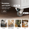 SoBuy FKW119-WN Desserte Cuisine avec Roulettes, Mobile, pour Cuisine et Salle à Manger, Rangement Optimisé – L74×P46×H91 cm, Bois d’Hévéa, Blanc et Naturel