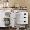 SoBuy FKW119-WN Desserte Cuisine avec Roulettes, Mobile, pour Cuisine et Salle à Manger, Rangement Optimisé – L74×P46×H91 cm, Bois d’Hévéa, Blanc et Naturel