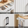 SoBuy FKW119-WN Desserte Cuisine avec Roulettes, Mobile, pour Cuisine et Salle à Manger, Rangement Optimisé – L74×P46×H91 cm, Bois d’Hévéa, Blanc et Naturel