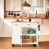 SoBuy FKW126-WN Ìlot de Cuisine sur Roulettes – 2 Tiroirs, 2 Portes, Porte-Torchon, Charge 92 kg – 105×46×92 cm, Blanc