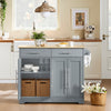 SoBuy FKW129-HG Desserte Cuisine avec Roues Cachées, 2 Tiroirs, Étagères Réglables et Porte-serviette – L115×P68,7×H91 cm, Charge 98 kg, MDF + PB, Gris