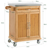 SoBuy FKW13-N Desserte de Cuisine à Roulettes en Bambou avec Plan de Travail INOX, 1 Tiroir et 2 Portes, Chariot de Service – 66x46x92 cm, Naturel