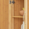 SoBuy FKW13-N Desserte de Cuisine à Roulettes en Bambou avec Plan de Travail INOX, 1 Tiroir et 2 Portes, Chariot de Service – 66x46x92 cm, Naturel