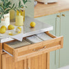 SoBuy FKW13-N Desserte de Cuisine à Roulettes en Bambou avec Plan de Travail INOX, 1 Tiroir et 2 Portes, Chariot de Service – 66x46x92 cm, Naturel