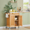 SoBuy FKW13-N Desserte de Cuisine à Roulettes en Bambou avec Plan de Travail INOX, 1 Tiroir et 2 Portes, Chariot de Service – 66x46x92 cm, Naturel