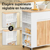 SoBuy FKW132-WN Desserte Cuisine avec Roues, pour Cuisine et Salle à Manger, Rangement Optimisé, Design Fonctionnel – L70×P40×H90 cm, Bois d’Hévéa, Blanc