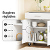 SoBuy FKW133-WN Desserte Cuisine avec Roulettes et Tiroir, Mobile, pour Cuisine et Salle à Manger, Rangement Optimisé, Usage Quotidien – L99×P40×H85 cm, Blanc
