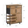 SoBuy FKW134-N Desserte de cuisine à roulettes 67 cm avec tiroir, casier à vin et crochets – Style industriel bois et métal