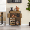 SoBuy FKW134-N Desserte de cuisine à roulettes 67 cm avec tiroir, casier à vin et crochets – Style industriel bois et métal