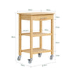 SoBuy FKW135-N Desserte de cuisine en bambou carbonisé 58 cm avec tiroir et roulettes – Chariot de cuisine naturel