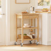 SoBuy FKW135-N Desserte de cuisine en bambou carbonisé 58 cm avec tiroir et roulettes – Chariot de cuisine naturel