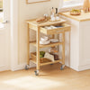 SoBuy FKW135-N Desserte de cuisine en bambou carbonisé 58 cm avec tiroir et roulettes – Chariot de cuisine naturel