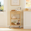 SoBuy FKW135-N Desserte de cuisine en bambou carbonisé 58 cm avec tiroir et roulettes – Chariot de cuisine naturel