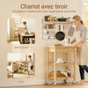 SoBuy FKW135-N Desserte de cuisine en bambou carbonisé 58 cm avec tiroir et roulettes – Chariot de cuisine naturel