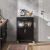 SoBuy FKW22-SCH Desserte de Cuisine à Roulettes avec Plan de Travail INOX, 1 Tiroir, 1 Étagère et 2 Portes, Chariot Multifonction – 60x45x92 cm, Noir