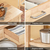 Prévente SoBuy FKW24-II-N Desserte de Cuisine sur Roulettes en Bois d'Hévéa – 2 Tiroirs, 2 Étagères, Meuble Cuisine Compact 80×40×90 cm