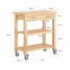 Prévente SoBuy FKW24-II-N Desserte de Cuisine sur Roulettes en Bois d'Hévéa – 2 Tiroirs, 2 Étagères, Meuble Cuisine Compact 80×40×90 cm