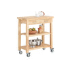 SoBuy FKW24-II-N Desserte de Cuisine sur Roulettes en Bois d'Hévéa – 2 Tiroirs, 2 Étagères, Meuble Cuisine Compact 80×40×90 c
