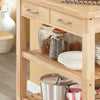 Prévente SoBuy FKW24-II-N Desserte de Cuisine sur Roulettes en Bois d'Hévéa – 2 Tiroirs, 2 Étagères, Meuble Cuisine Compact 80×40×90 cm