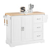SoBuy FKW41-II-WN Ìlot Central de Cuisine Mobile avec Plan Extensible +25 cm – 3 Tiroirs, Armoire, Porte-Serviettes, 4 Roulet