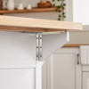 SoBuy FKW41-II-WN Ìlot Central de Cuisine Mobile avec Plan Extensible +25 cm – 3 Tiroirs, Armoire, Porte-Serviettes, 4 Roulettes, Blanc et Bois Naturel