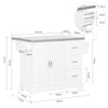 SoBuy FKW41-ST Desserte Cuisine avec Roulettes, Plan de Travail Extensible, 2 Tiroirs et Étagères Réglables, Mobile, Rangement Optimisé – L130×P46(+25)×H91 cm