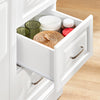 SoBuy FKW41-ST Desserte Cuisine avec Roulettes, Plan de Travail Extensible, 2 Tiroirs et Étagères Réglables, Mobile, Rangement Optimisé – L130×P46(+25)×H91 cm