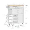 SoBuy FKW45-E-WN Desserte de Cuisine avec Prise Intégrée – 2 Prises + 2 USB, Casier à Bouteilles, Roulettes ou Pieds, 63 kg, Blanc et Bois
