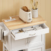 SoBuy FKW45-E-WN Desserte de Cuisine avec Prise Intégrée – 2 Prises + 2 USB, Casier à Bouteilles, Roulettes ou Pieds, 63 kg, Blanc et Bois