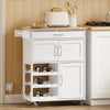 SoBuy FKW45-E-WN Desserte de Cuisine avec Prise Intégrée – 2 Prises + 2 USB, Casier à Bouteilles, Roulettes ou Pieds, 63 kg, Blanc et Bois