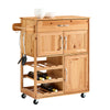 SoBuy FKW45-N Desserte Cuisine en Bois Massif à Roulettes – Range-Bouteilles, Tiroir, 2 Placards, Porte-Serviettes Réversible