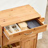 SoBuy FKW45-N Desserte Cuisine en Bois Massif à Roulettes – Range-Bouteilles, Tiroir, 2 Placards, Porte-Serviettes Réversible, 66×38×86 cm, 63 kg, Naturel
