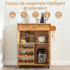 SoBuy FKW45-N Desserte Cuisine en Bois Massif à Roulettes – Range-Bouteilles, Tiroir, 2 Placards, Porte-Serviettes Réversible, 66×38×86 cm, 63 kg, Naturel