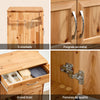 SoBuy FKW45-N Desserte Cuisine en Bois Massif à Roulettes – Range-Bouteilles, Tiroir, 2 Placards, Porte-Serviettes Réversible, 66×38×86 cm, 63 kg, Naturel