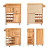 SoBuy FKW45-N Desserte Cuisine en Bois Massif à Roulettes – Range-Bouteilles, Tiroir, 2 Placards, Porte-Serviettes Réversible, 66×38×86 cm, 63 kg, Naturel