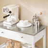 SoBuy FKW47-II-W Desserte de Cuisine à Roulettes – Plateau INOX, 1 Tiroir, 2 Étagères, Blanc