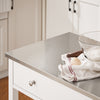 SoBuy FKW47-II-W Desserte de Cuisine à Roulettes – Plateau INOX, 1 Tiroir, 2 Étagères, Blanc