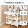 SoBuy FKW47-II-W Desserte de Cuisine à Roulettes – Plateau INOX, 1 Tiroir, 2 Étagères, Blanc