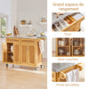 SoBuy FKW69-N Desserte de Cuisine à Roulettes, Plan de Travail INOX Extensible 46→71cm, 2 Tiroirs, Étagères Réglables, Charge 100 kg – 115x46x92 cm