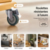 SoBuy FKW69-N Desserte de Cuisine à Roulettes, Plan de Travail INOX Extensible 46→71cm, 2 Tiroirs, Étagères Réglables, Charge 100 kg – 115x46x92 cm