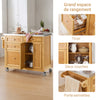 SoBuy FKW70-N Îlot Central de Cuisine sur Roulettes, Plan de Travail INOX, 4 Tiroirs, Chariot Mobile avec Rangement – 115x46x92cm, Naturel