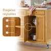 SoBuy FKW70-N Îlot Central de Cuisine sur Roulettes, Plan de Travail INOX, 4 Tiroirs, Chariot Mobile avec Rangement – 115x46x92cm, Naturel