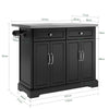 SoBuy FKW71-III-SCH Îlot de Cuisine Mobile avec Plan Inox Extensible 46–71 cm – 2 Tiroirs, Étagères Réglables, Noir