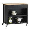 SoBuy FKW74-SCH Desserte Cuisine à Roulettes 94 cm avec 2 Tiroirs et 2 Étagères, Plan de Travail 60 kg – 4 Roulettes dont 2 F
