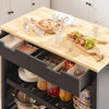 SoBuy FKW74-SCH Desserte Cuisine à Roulettes 94 cm avec 2 Tiroirs et 2 Étagères, Plan de Travail 60 kg – 4 Roulettes dont 2 Freinées, Noir