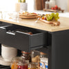 SoBuy FKW74-SCH Desserte Cuisine à Roulettes 94 cm avec 2 Tiroirs et 2 Étagères, Plan de Travail 60 kg – 4 Roulettes dont 2 Freinées, Noir
